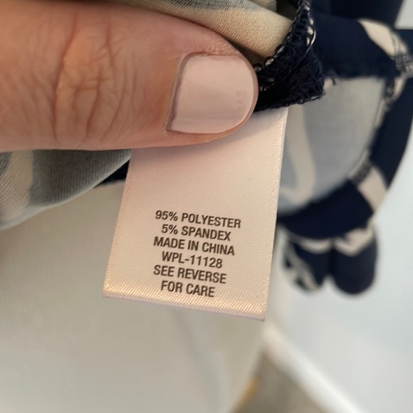 Roz&Ali Navy/cream scoop neck blouse - Picture 5 of 7